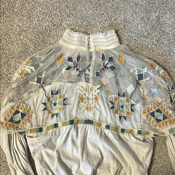 Free People Embroidered Cream Blouse - Picture 3 of 3